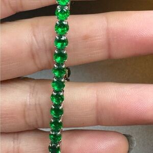 Simulated Green Diamond (Green CZ) Butterfly Slider Bolo Tennis Bracelet